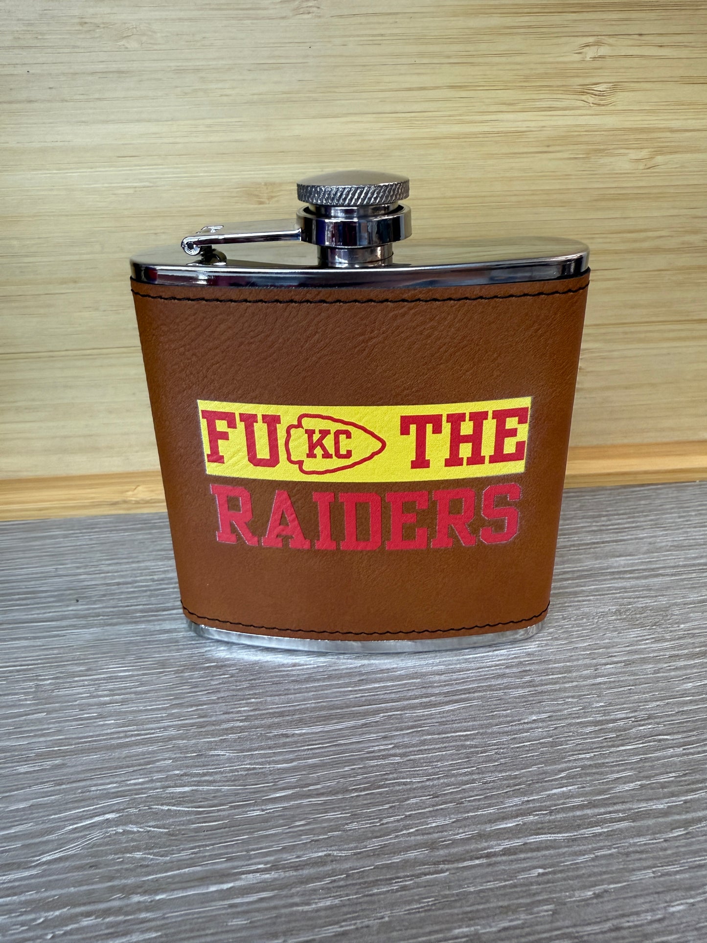 UV Printed FU KC The Raiders 6 oz Flask