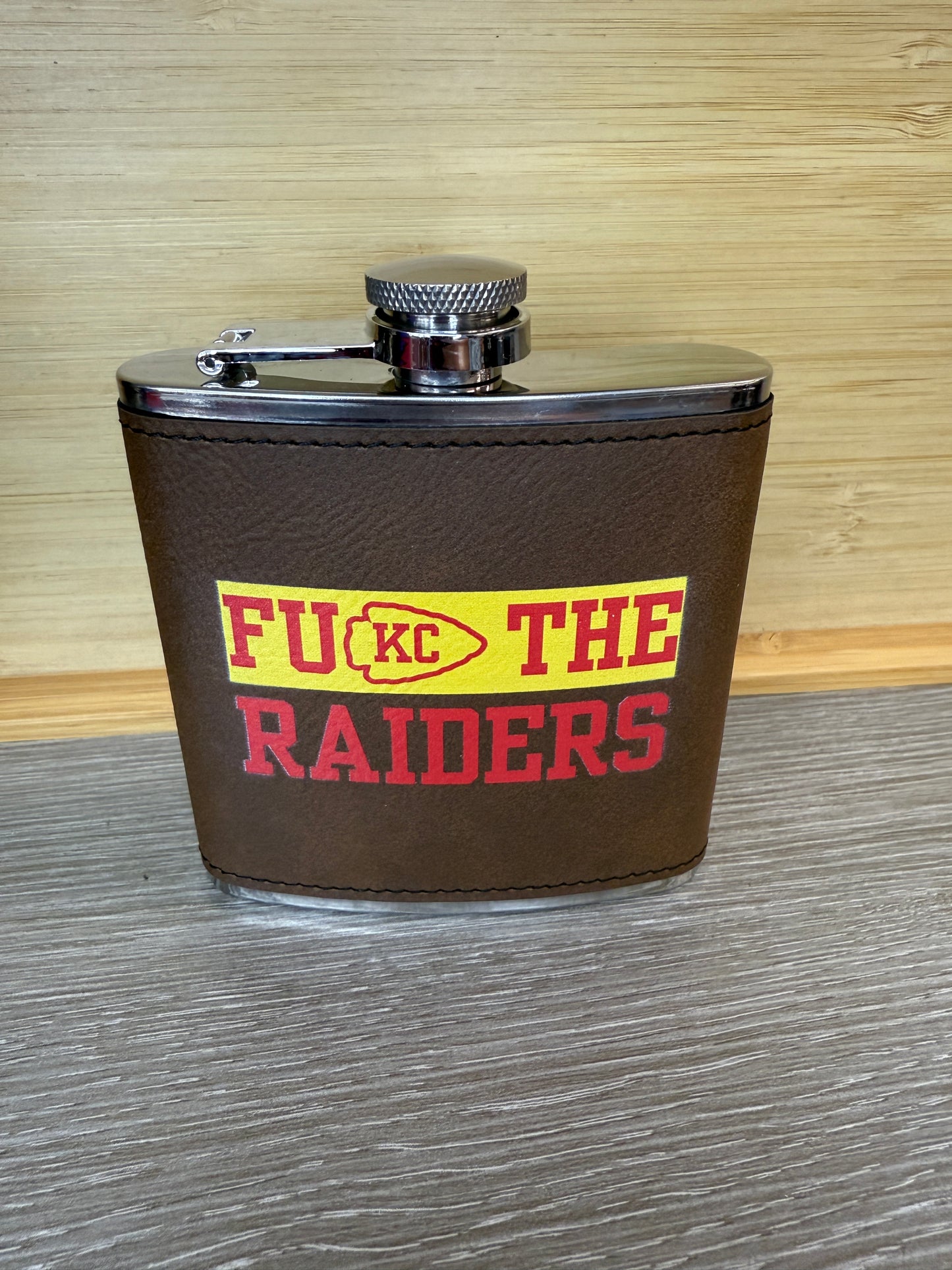 UV Printed FU KC The Raiders 6 oz Flask