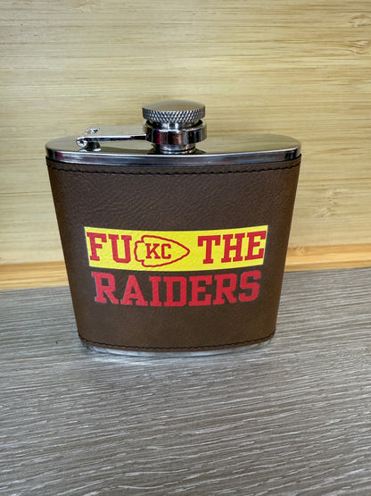 UV Printed FU KC The Raiders 6 oz Flask