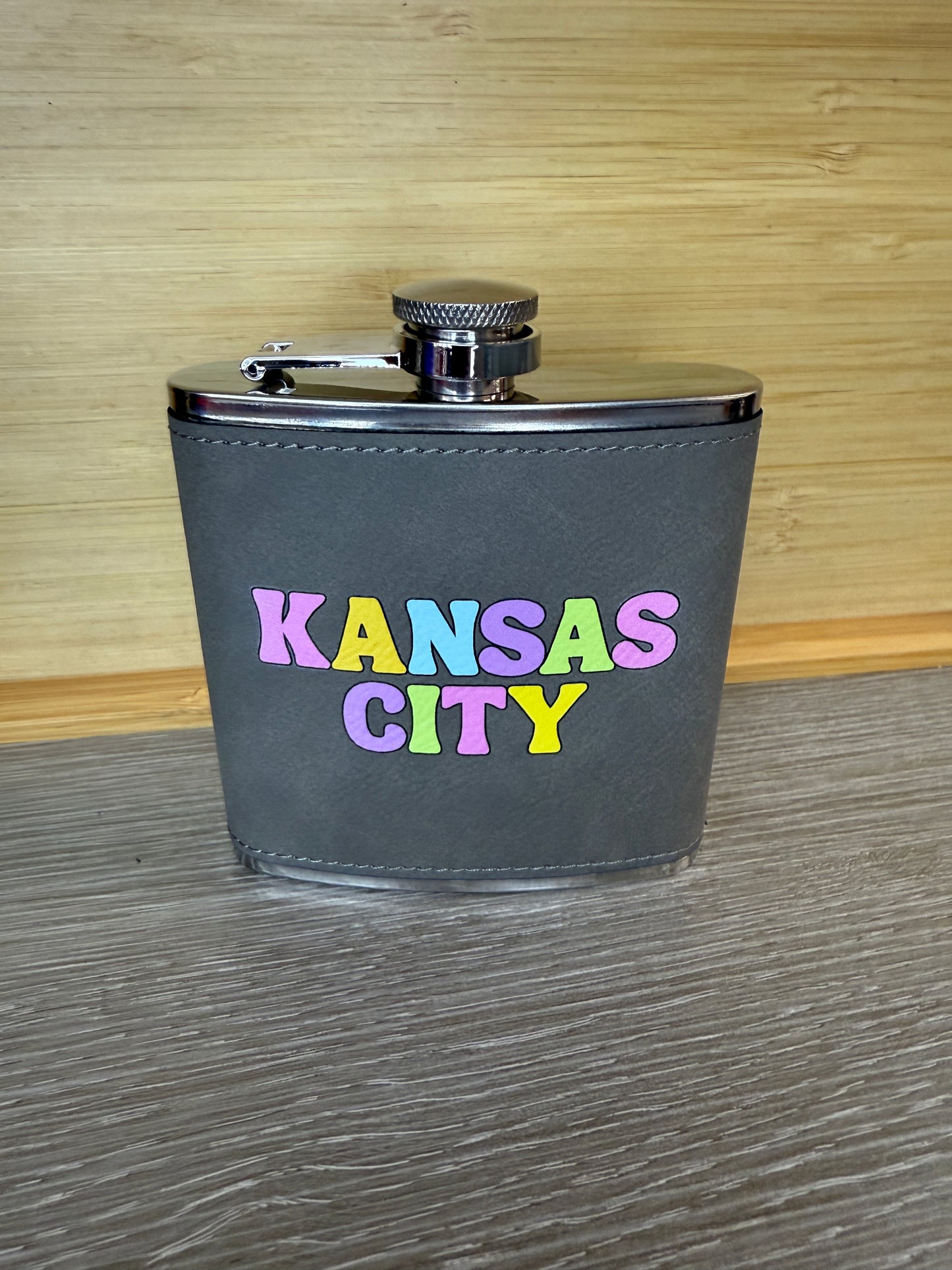 UV Printed Personalized Pastel City Name 6 oz Flask