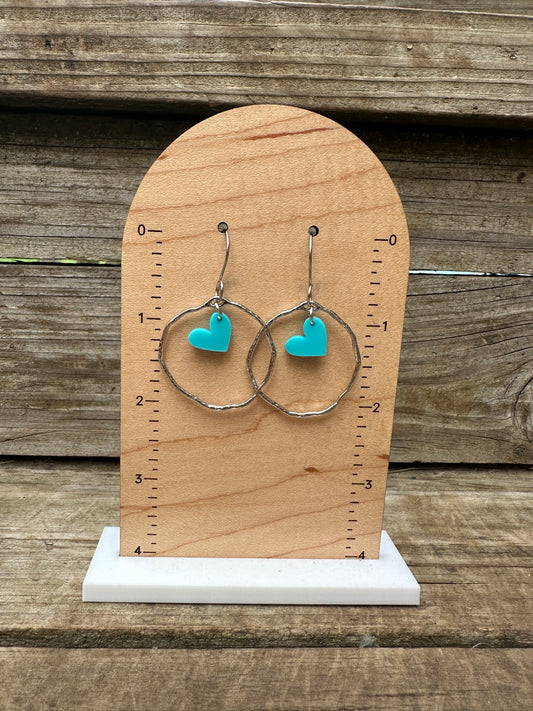 Metal Hoop Heart Acrylic Dangle Earrings