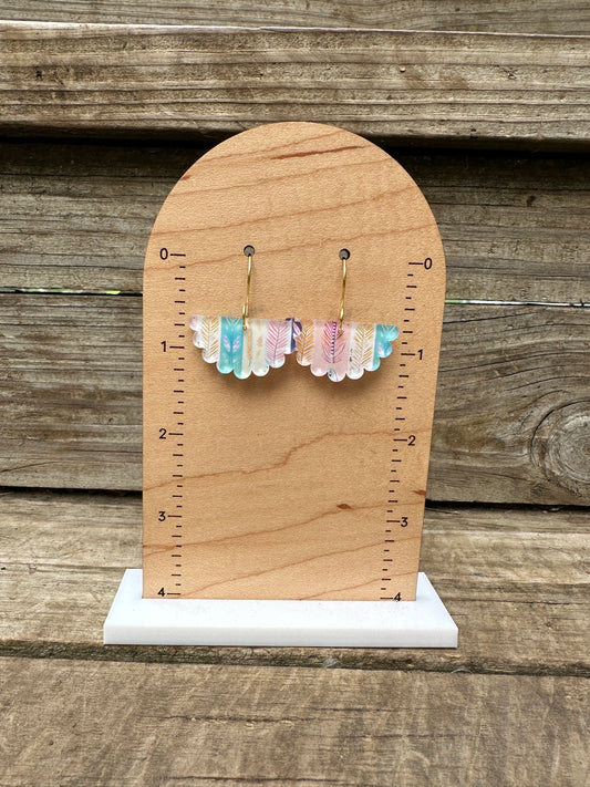 Flutter Pastel Boho Stripes Acrylic Dangle Earrings