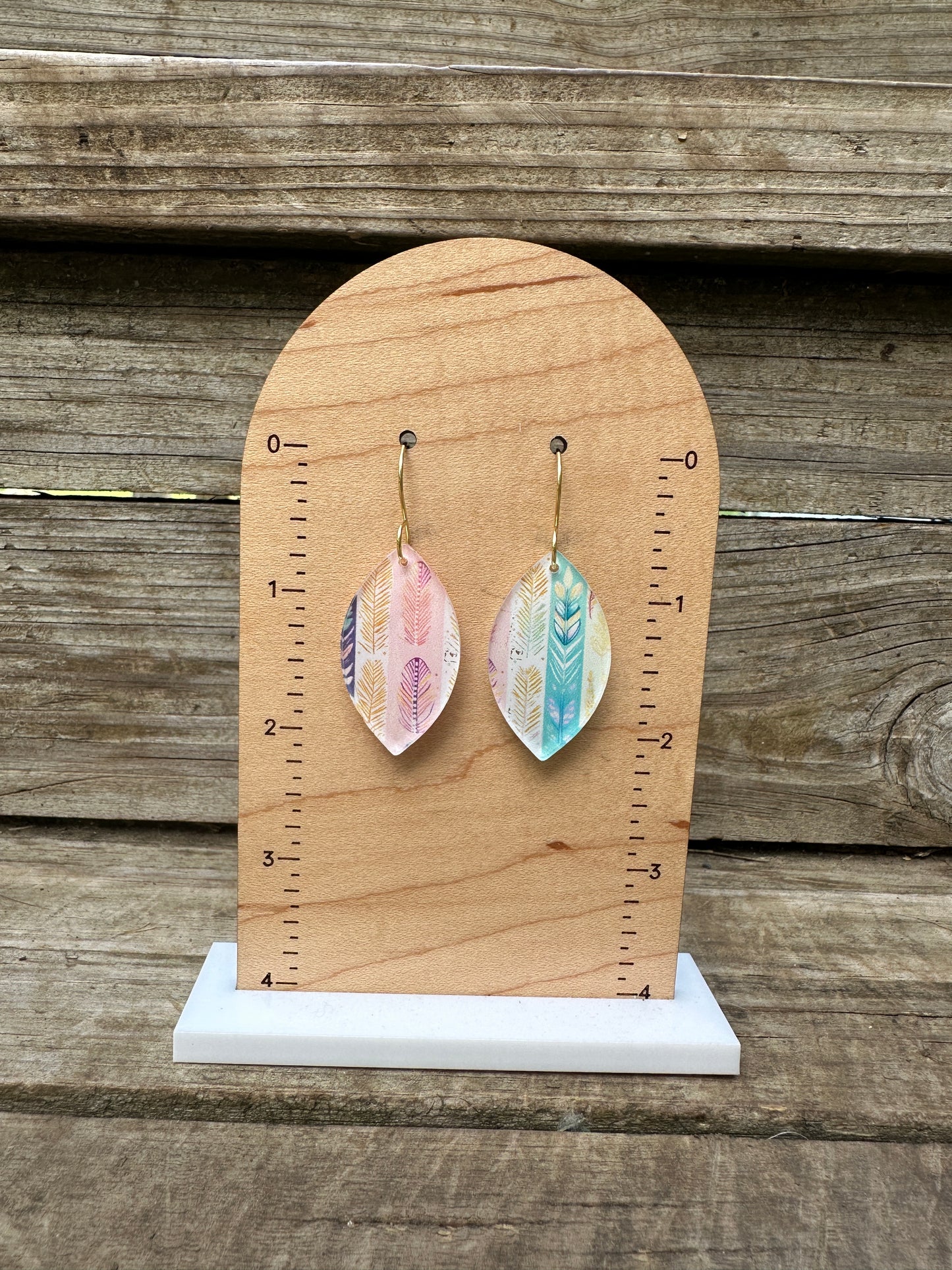 Pastel Boho Stripes Acrylic Dangle Earrings