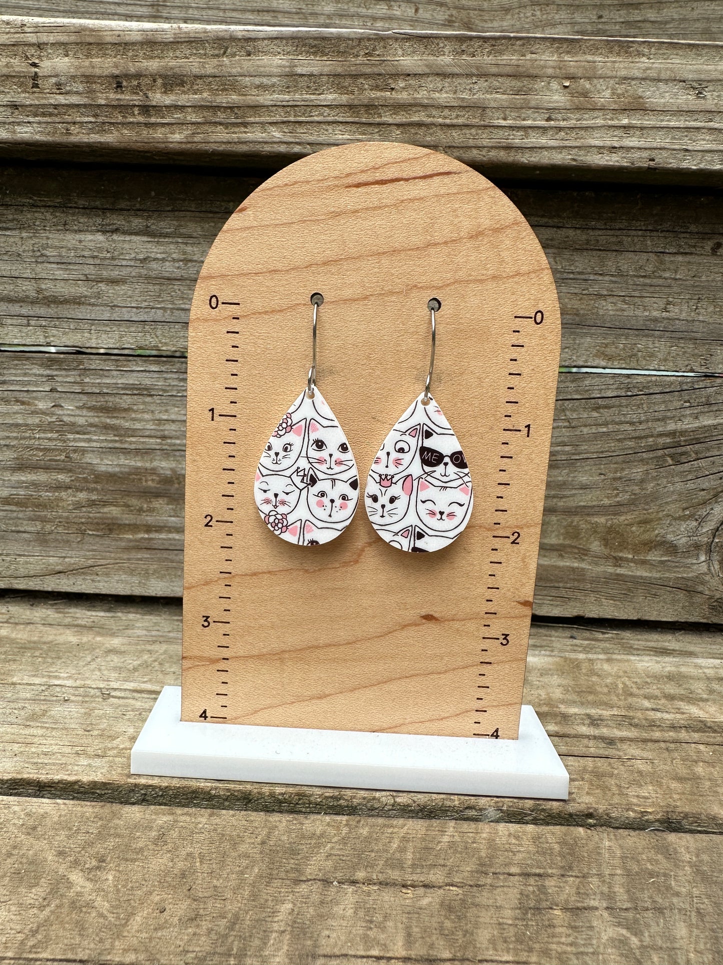Fancy Feline Acrylic Dangle Earrings