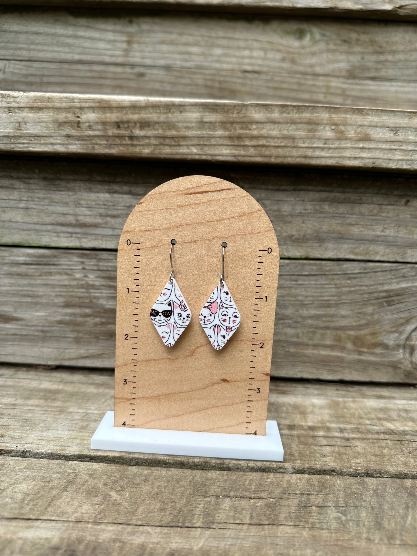 Fancy Feline Acrylic Dangle Earrings