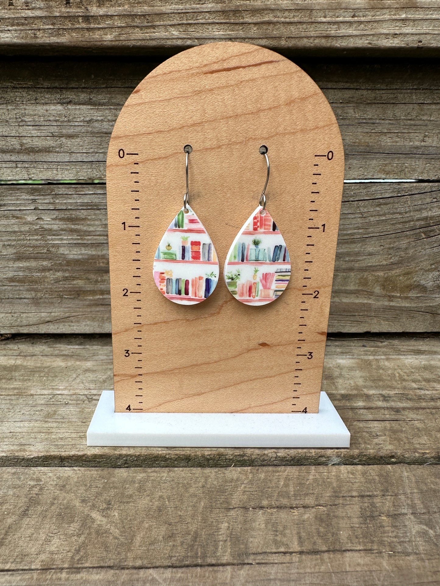 Aesthetic Bookshelf Acrylic Dangle Earrings