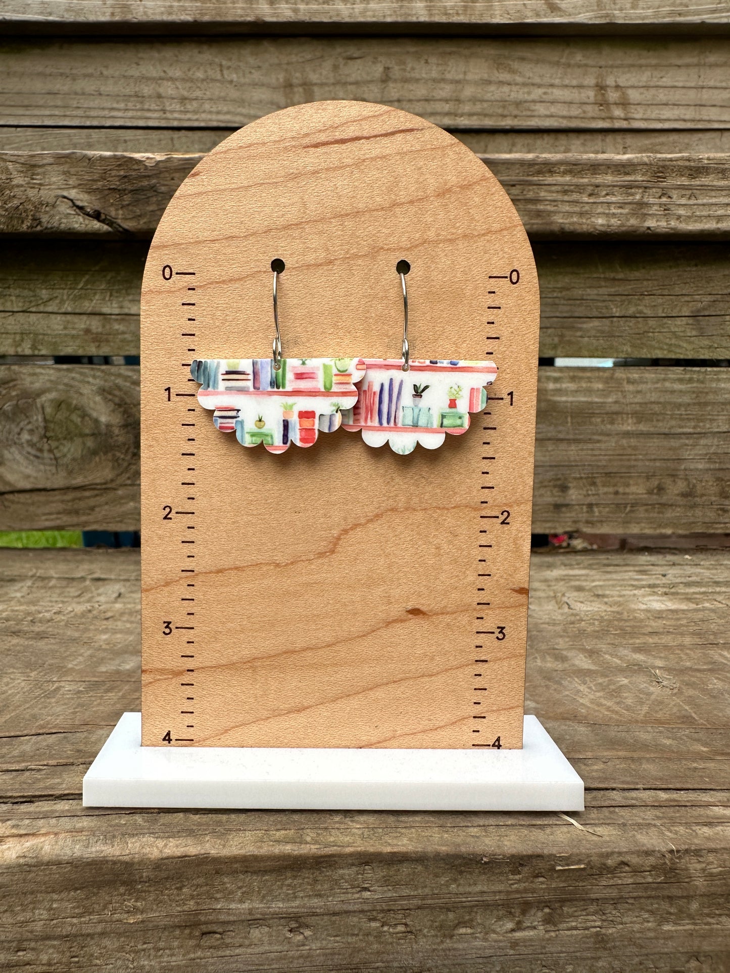 Flutter Aesthetic Bookshelf Acrylic Dangle Earrings