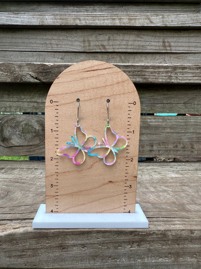 Rainbow Angled Butterflies Acrylic Dangle Earrings