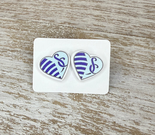 UV Printed Sporting KC Heart Acrylic Stud Earrings