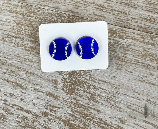 UV Printed Baseball Acrylic Stud Earrings