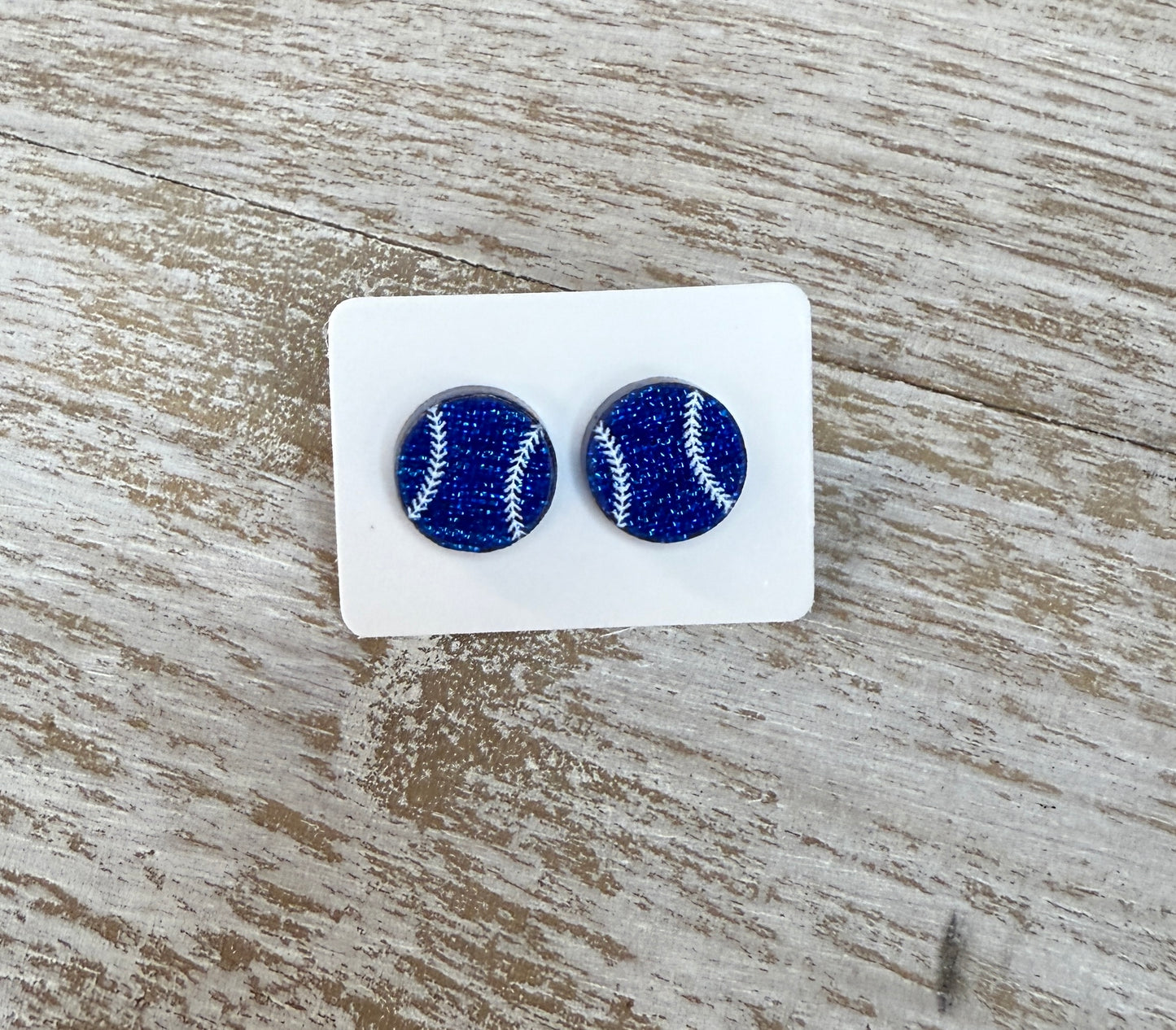 UV Printed Baseball Acrylic Stud Earrings