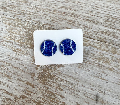UV Printed Baseball Acrylic Stud Earrings
