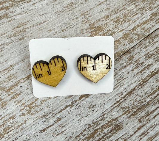 UV Printed Heart Measure Acrylic Stud Earrings
