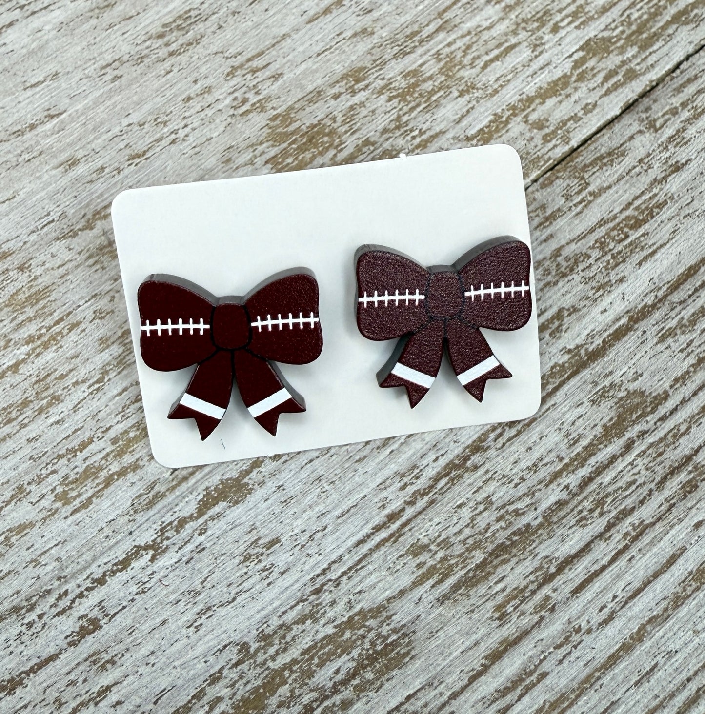 UV Printed Football Bows Acrylic Stud Earrings