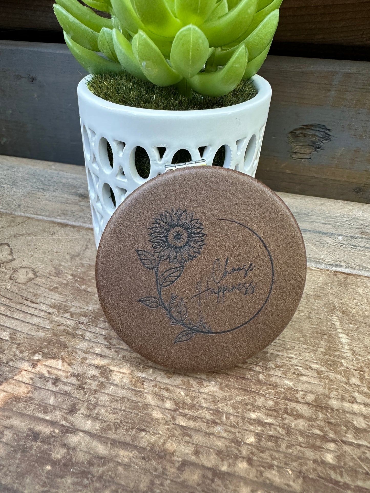 Choose Happiness Sunflower Compact Mirror