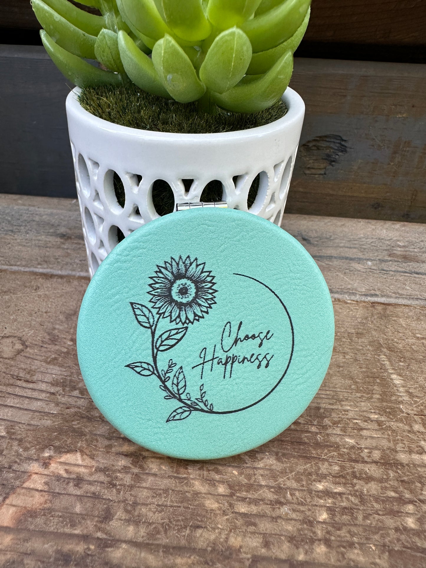 Choose Happiness Sunflower Compact Mirror