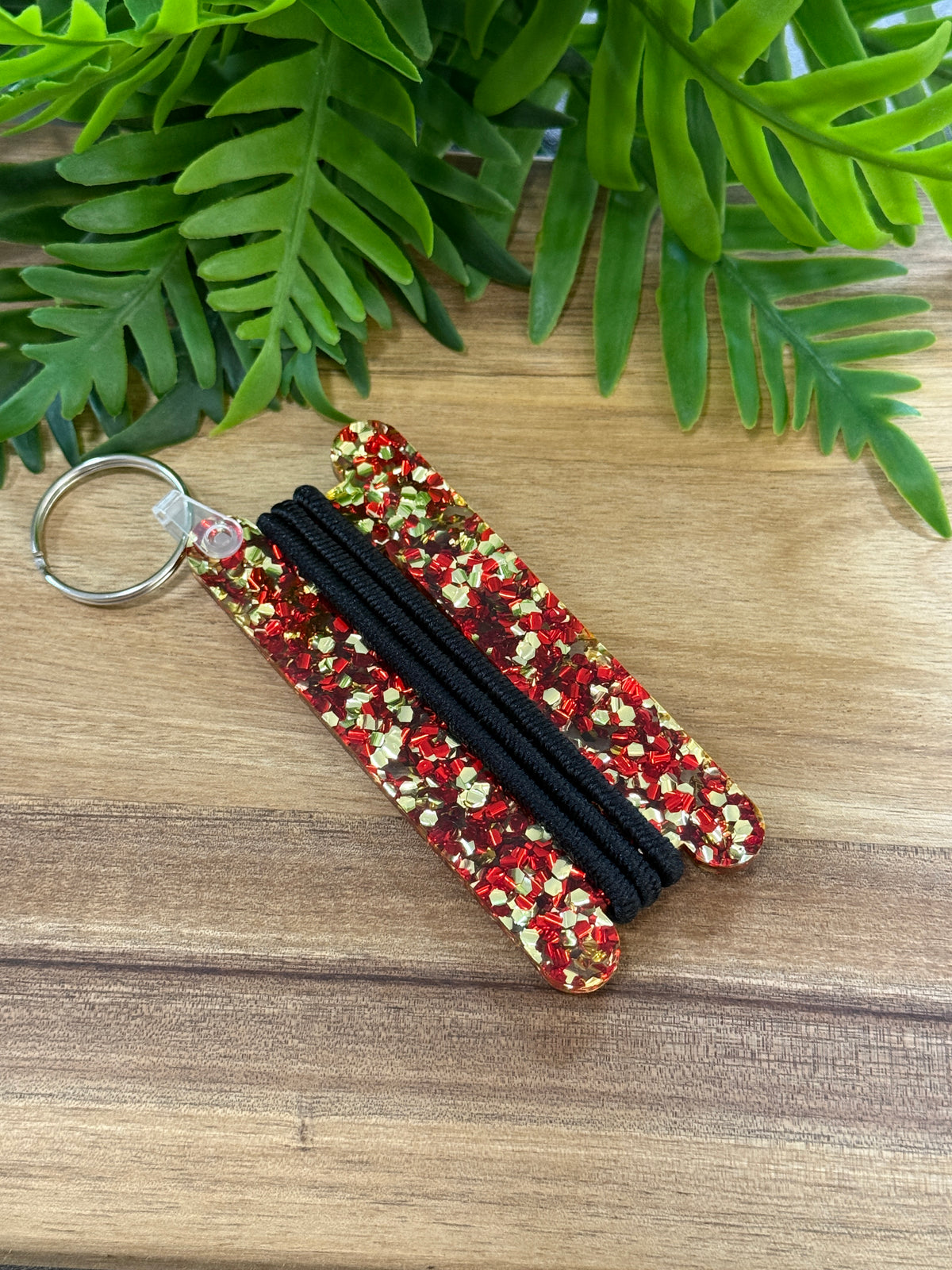 Glitter Hair Tie Keychain