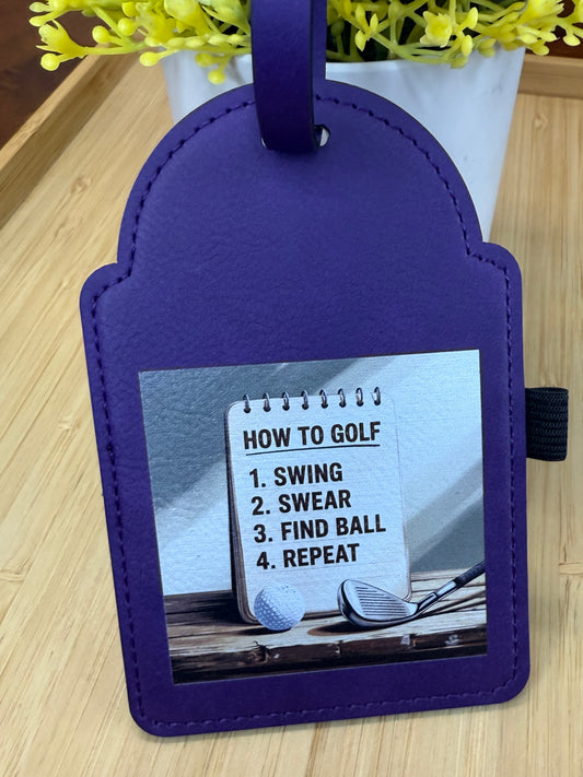 UV Printed How to Golf Leatherette Golf Bag Tag