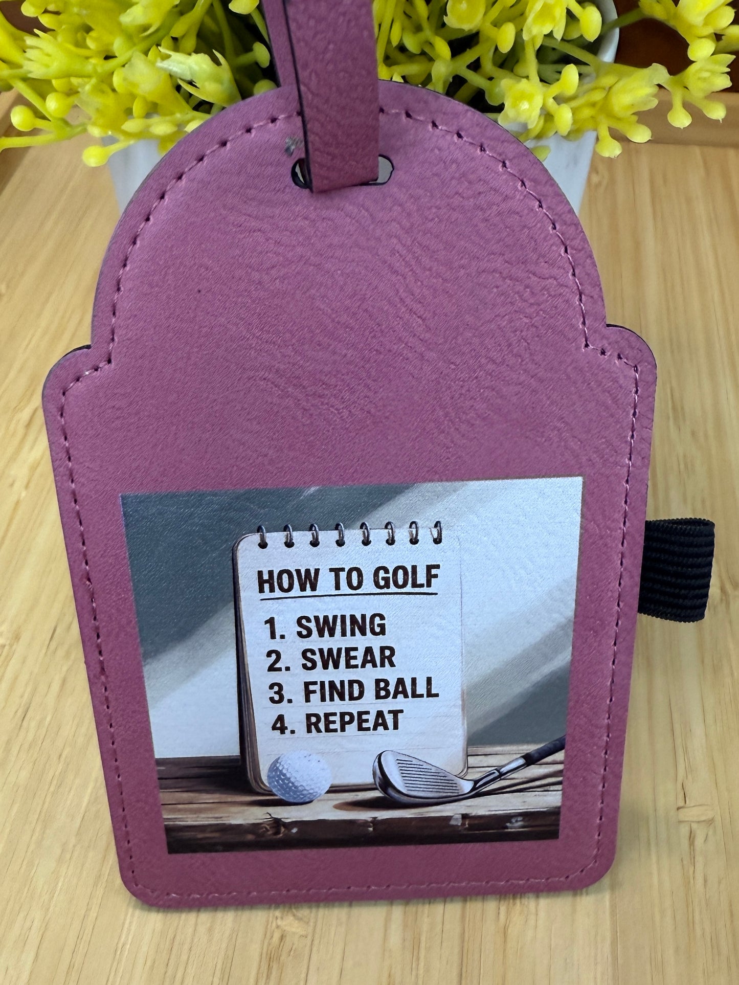 UV Printed How to Golf Leatherette Golf Bag Tag