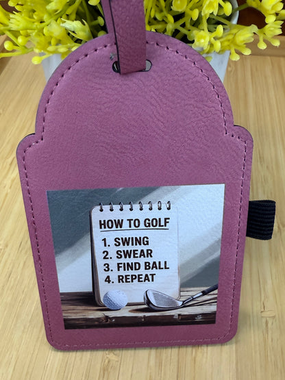 UV Printed How to Golf Leatherette Golf Bag Tag