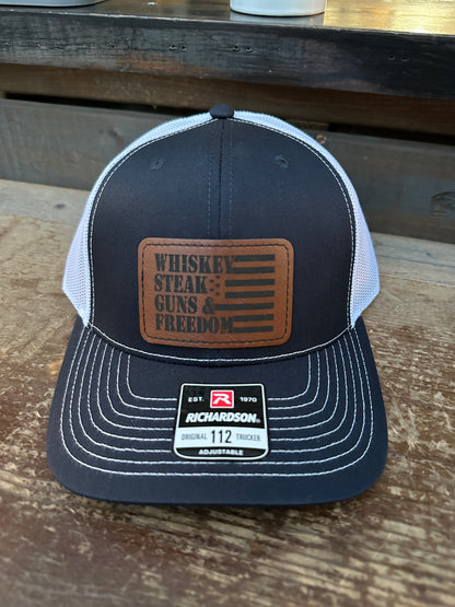 Whiskey, Steak, Guns & Freedom Men's Richardson 112 Trucker Hat