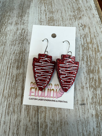 UV Printed Kansas City Arrowhead Acrylic Dangle Earrings
