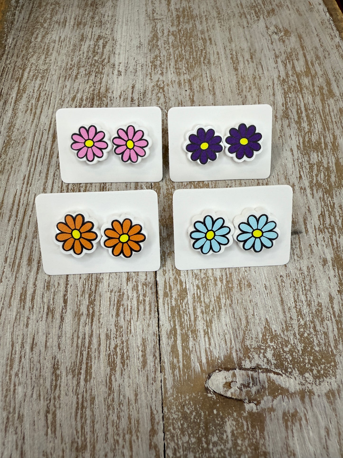 UV Printed Daisies Acrylic Stud Earrings