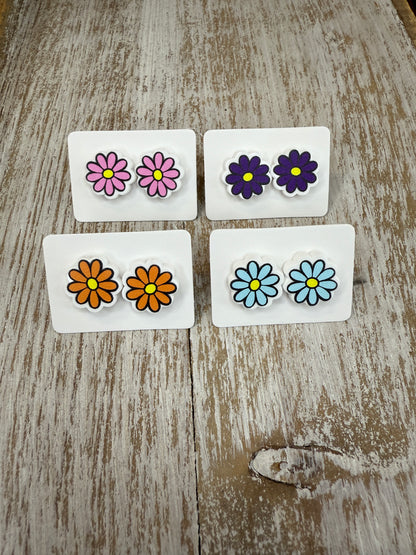 UV Printed Daisies Acrylic Stud Earrings