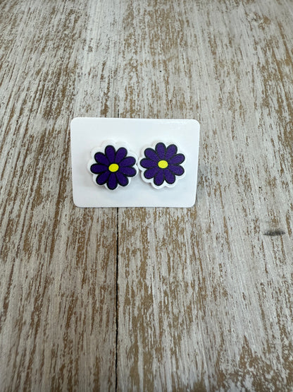 UV Printed Daisies Acrylic Stud Earrings