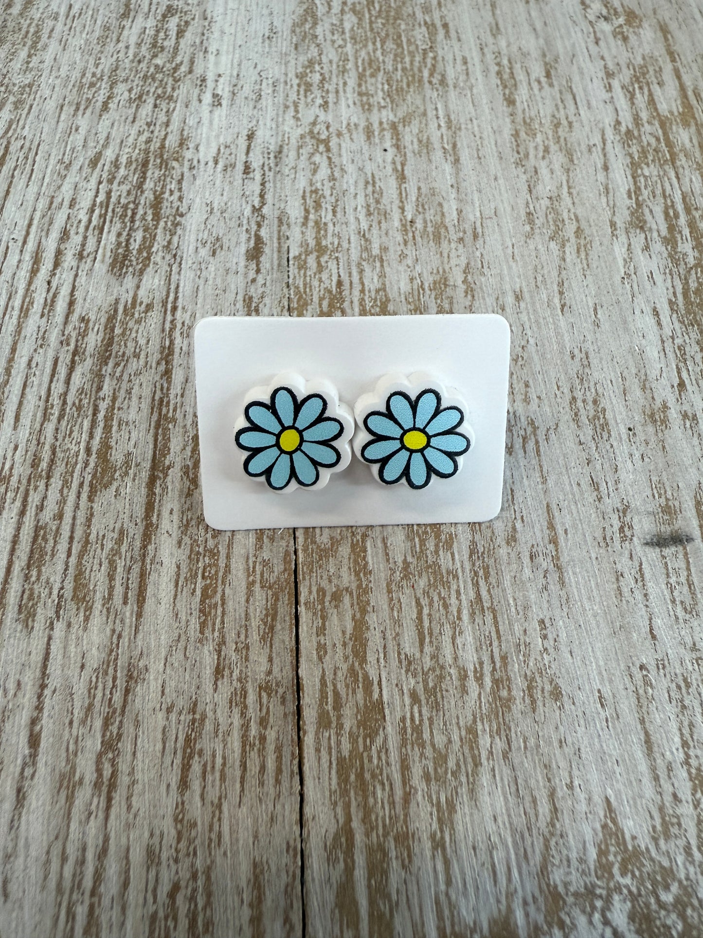 UV Printed Daisies Acrylic Stud Earrings