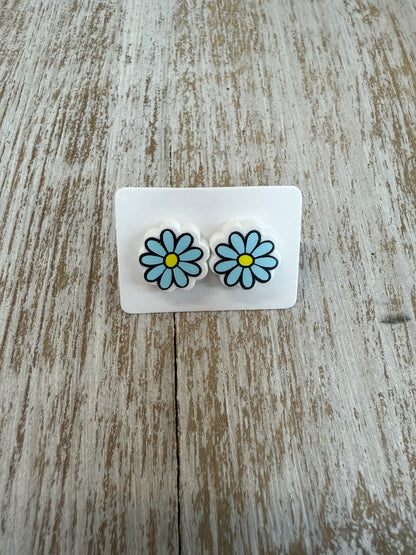 UV Printed Daisies Acrylic Stud Earrings