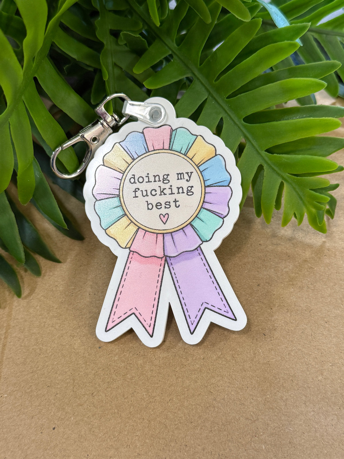 Doing My Best Ribbon Keychain