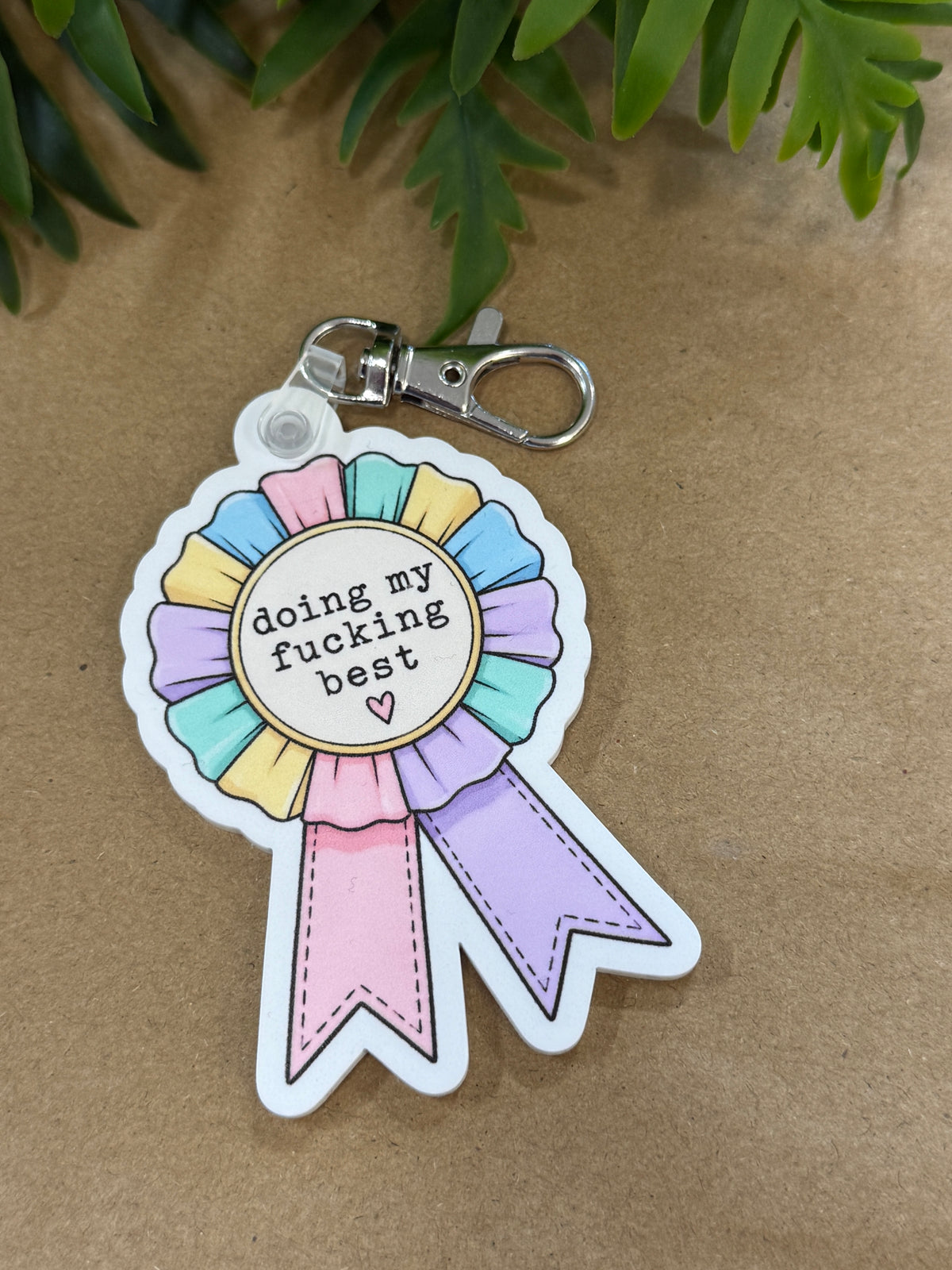 Doing My Best Ribbon Keychain