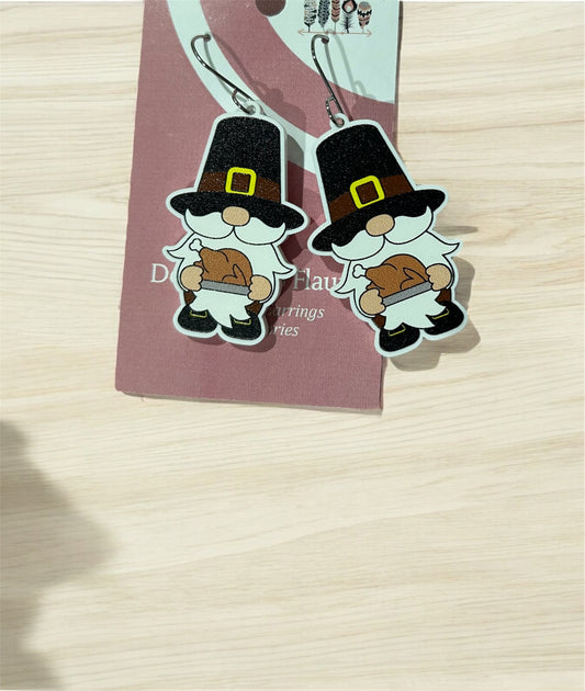 Thanksgiving Turkey Gnome Dangle Earrings