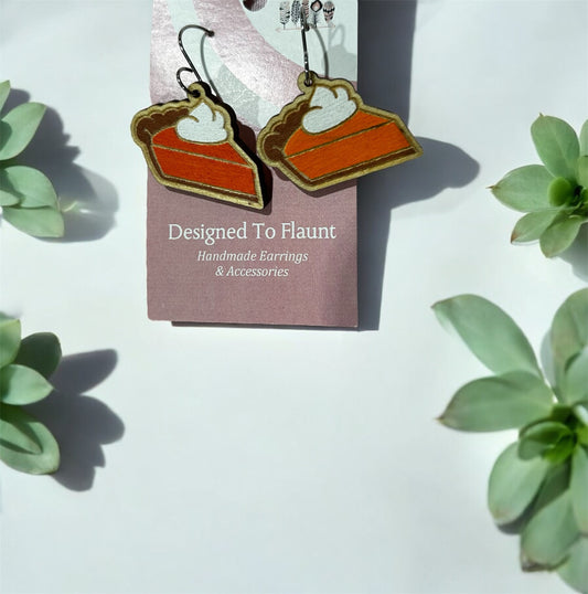 Pumpkin Pie Wooden Dangle Earrings