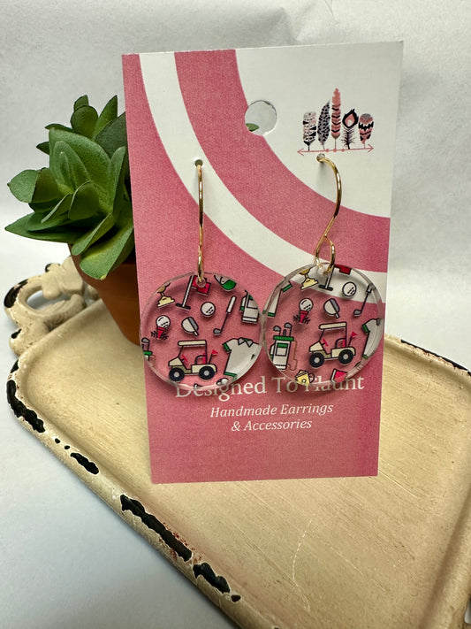 Golf Scattered Acrylic Dangle Earrings