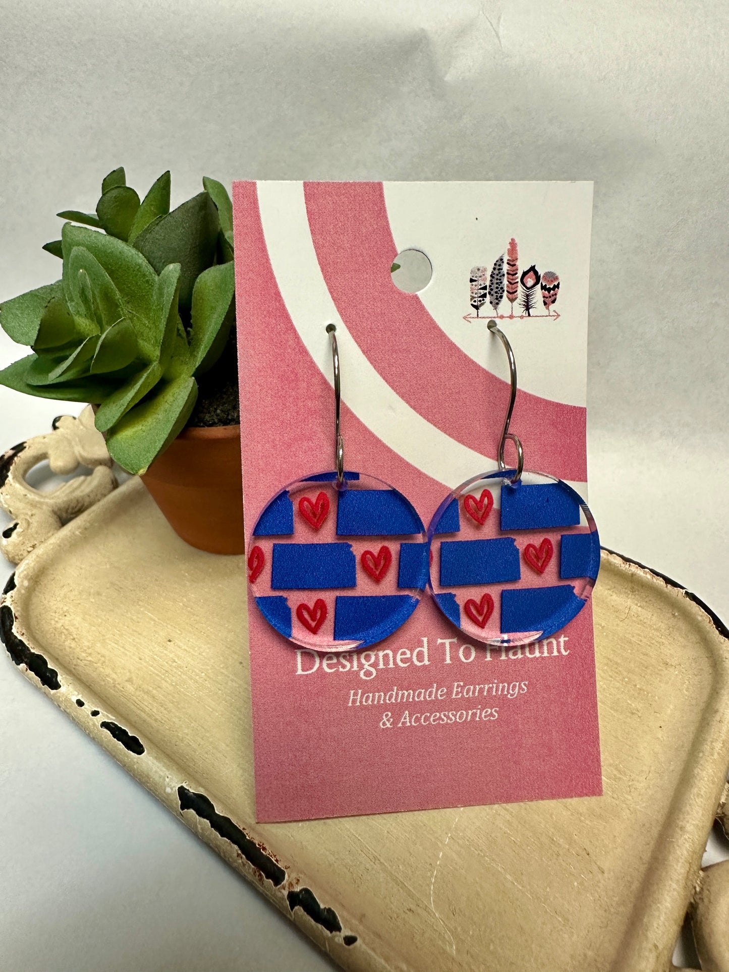 State of Kansas Heart Acrylic Dangle Earrings