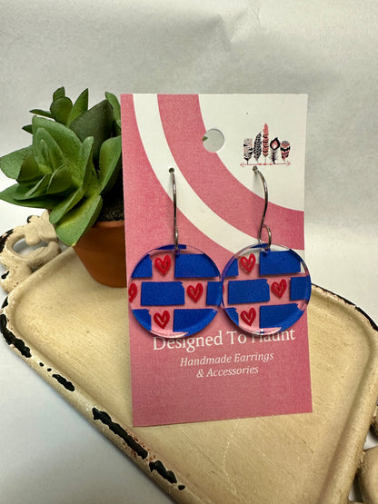 State of Kansas Heart Acrylic Dangle Earrings