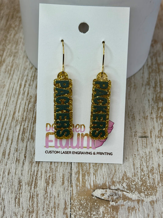 UV Printed Packers Pride Acrylic Dangle Earrings