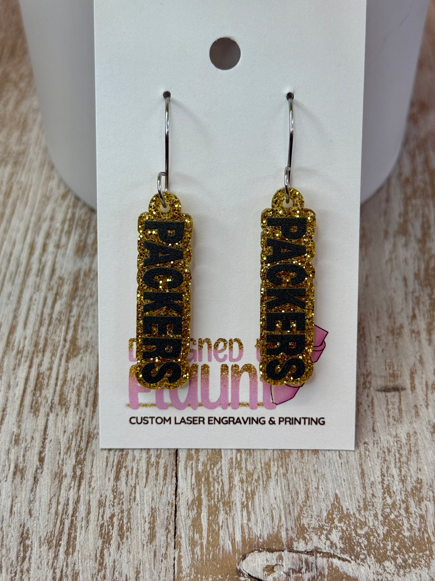 UV Printed Packers Pride Acrylic Dangle Earrings