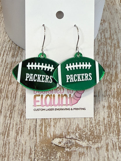 UV Printed Packers Football Acrylic Dangle Earrings