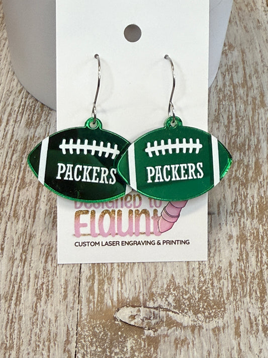 UV Printed Packers Football Acrylic Dangle Earrings