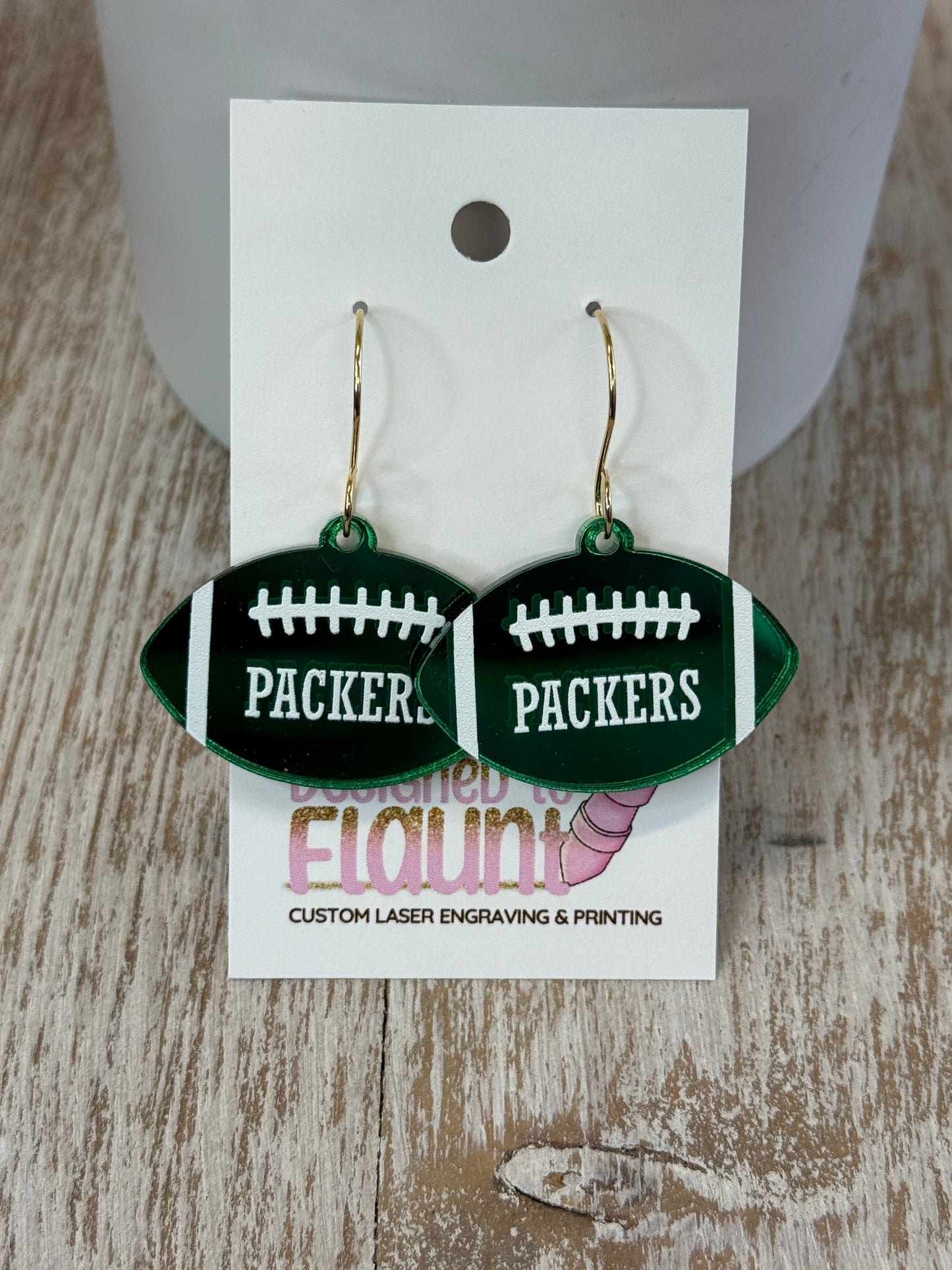 UV Printed Packers Football Acrylic Dangle Earrings