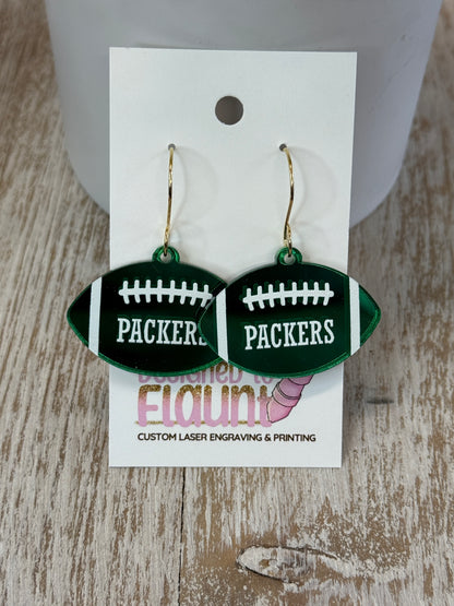 UV Printed Packers Football Acrylic Dangle Earrings