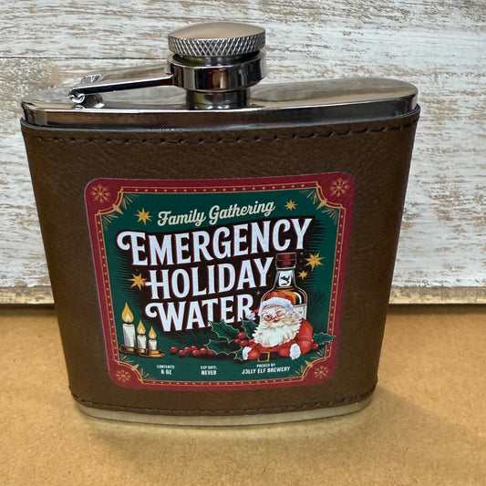 UV Printed Emergency Holiday Water 6 oz Flask