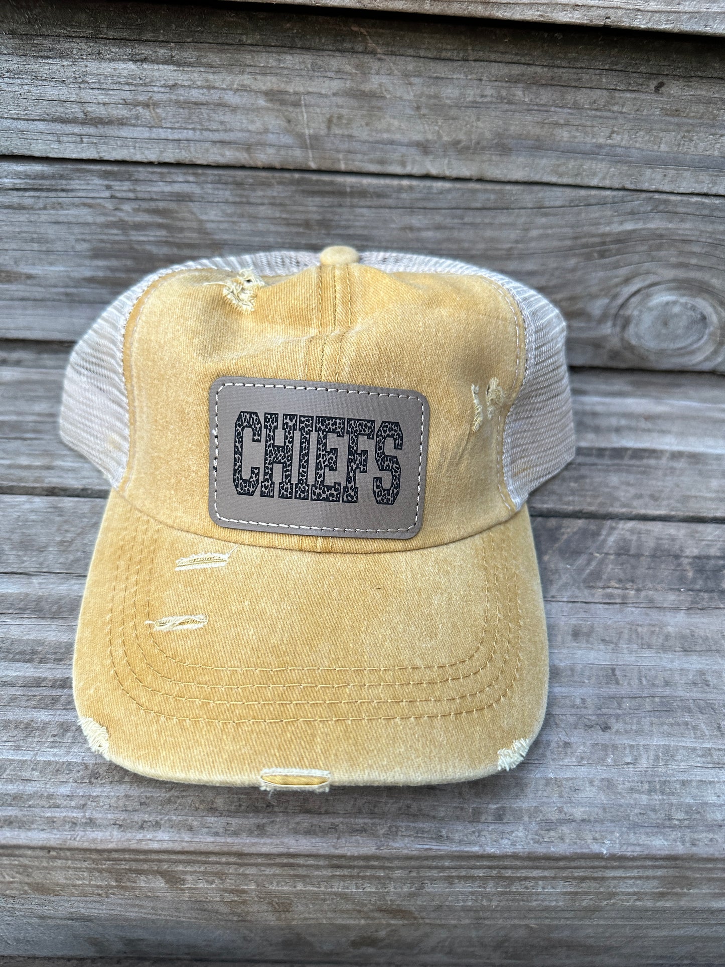 Chiefs Cheetah Print Women's Criss Cross Hat