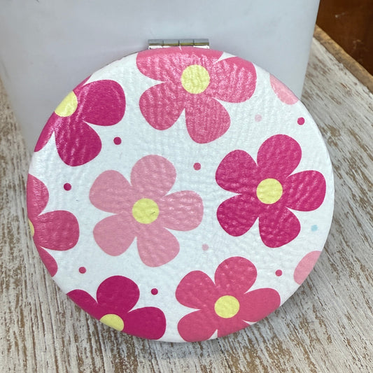 UV Printed Flower Power Leatherette Compact Mirror