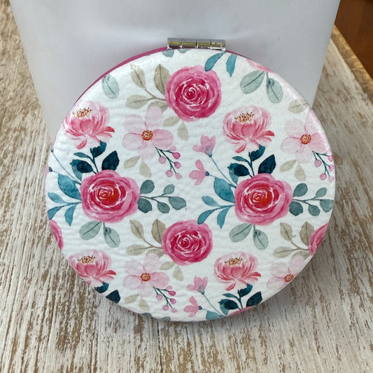 UV Printed Rosey Reflection Leatherette Compact Mirror
