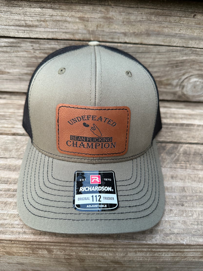 Undefeated Bean Flicking Champion Men's Richardson 112 Trucker Hat
