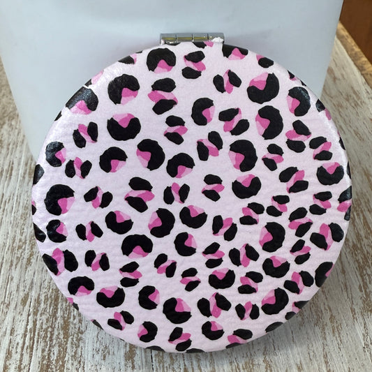 UV Printed Cheetah Print Leatherette Compact Mirror